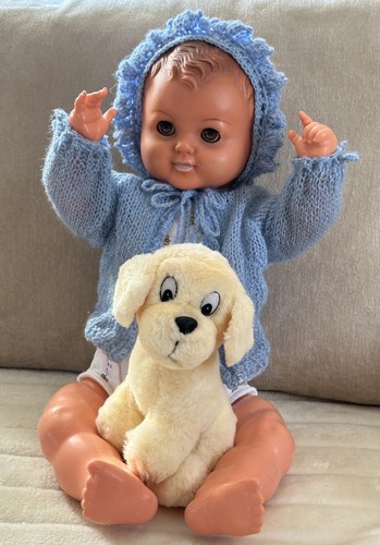 Ddr babypuppe mit hund - mit, 55cm
